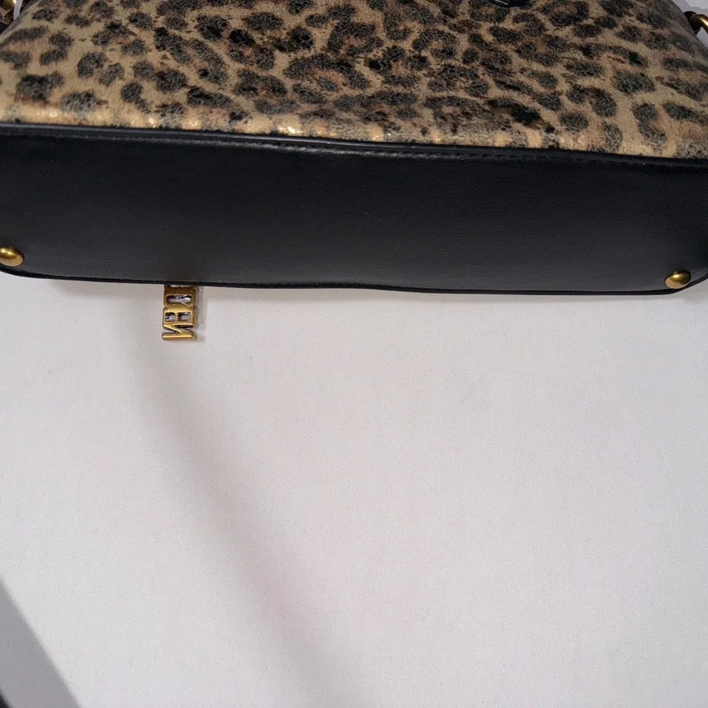 Steve Madden Women's Leopard‎ Bysmth Satchel Crossbody Handbag Purse Brown Black